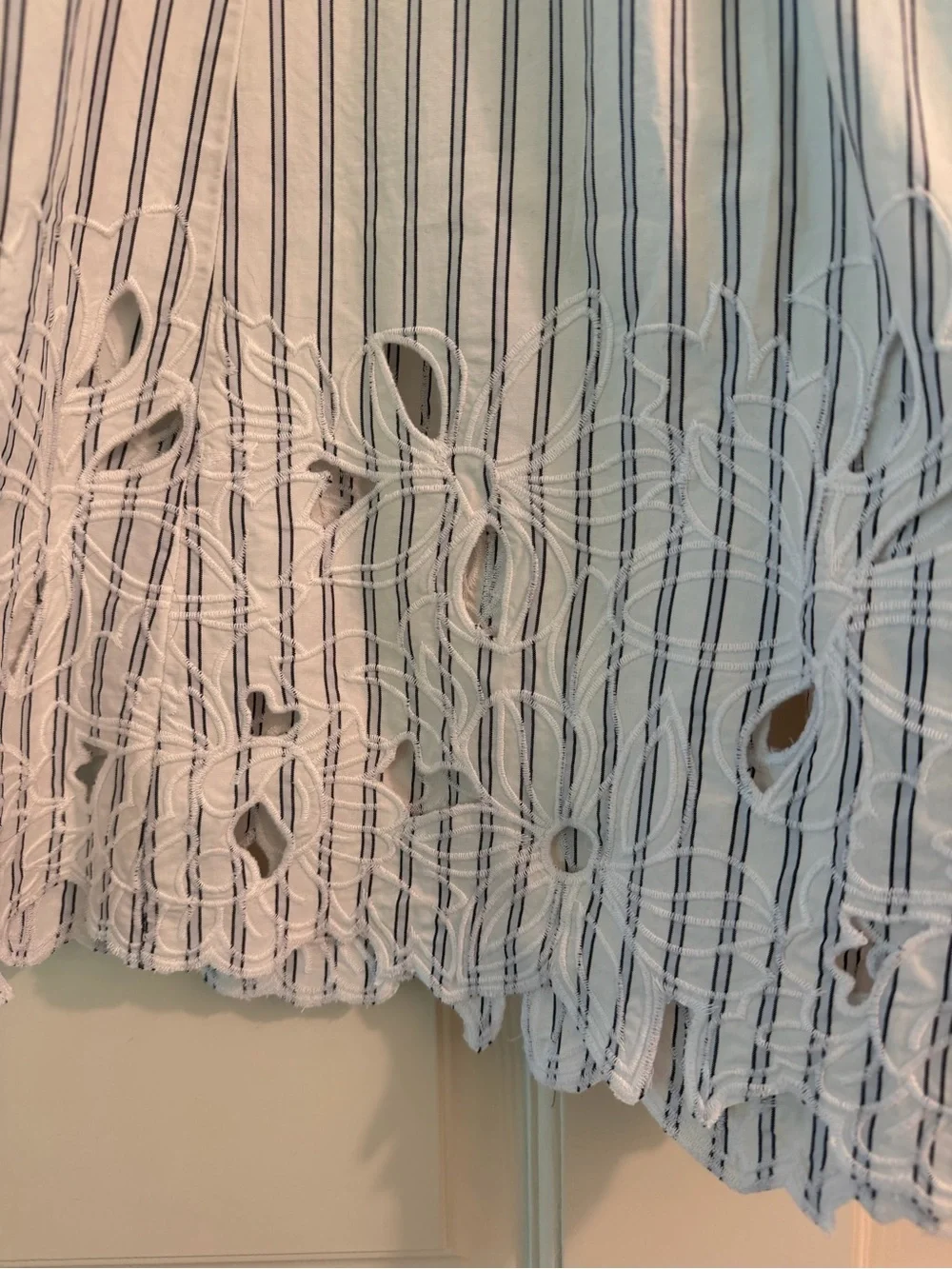 J.CREW Embroidered pull-on midi skirt in striped cotton poplin